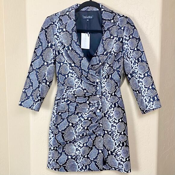 Retrofête Leather Willa Dress in Silver Snakeskin, XS - Picture 8 of 12